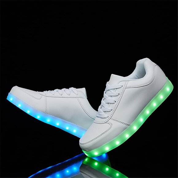⚡Unisex White USB Charging Light Up Shoes Sports LED Dancing Sneakers Lace Up - Picture 3 of 8